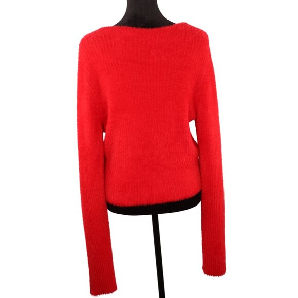 No Boundaries‎ Red Faux Fur Twist Front Sweater Size  XL (16-18) - Picture 3 of 13